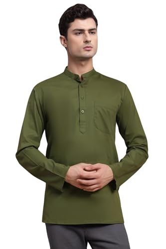Image of SKAVIJ Men's Long Sleeve Short Tunic Ethnic Wear Cotton Kurta