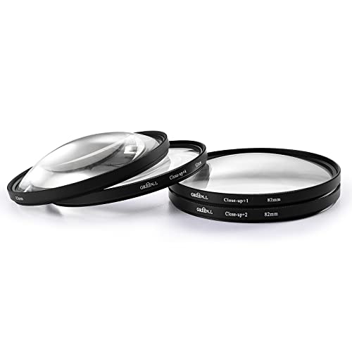 82mm Close-up Filter Set(+1,+2,+4,+10), Professional Macro Filter with Filter Pouch for Camera Lens