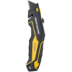 TOUGH MASTER Utility Knife, Retractable Function Plus 4 Piece SK2 Blades, Aluminium Alloy Handle, Comfortable Grip Ideal for Cutting Plastic, Paper, Carpet, Leather, Aluminium Sheets… (TM-UTK184)
