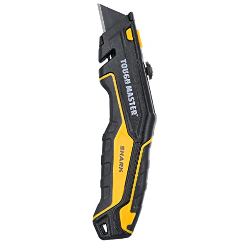 TOUGH MASTER Utility Knife Retractable Function Plus 4 Piece SK2 Blades Aluminium Alloy Handle Comfortable Grip Ideal for Cutting Plastic Paper Carpet Leather Aluminium Sheets (TM-UTK184)