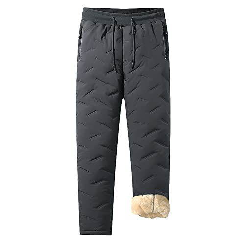 Nopuper Mens Warm Thick Pants Sherpa Lining Sweat Pants for Cold Weather, Winter Work, with Zipper Pockets