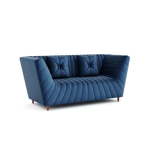 Image of Amazon Brand - Solimo Corell Tufted Velvet Fabric 3+2 Seater Sofa for Living Room Furniture (Blue)|3 Year Warranty