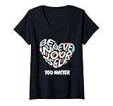 Photo Gallery donna design con scritta "believe in yourself you matter teachers big heart" maglietta con collo a v Photo Gallery donna design con scritta "believe in yourself you matter teachers big heart" maglietta con collo a v