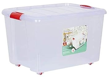 ARISTO Multipurpose Plastic Storage Container Box with Wheels 25 LTR (Clear, Transparent)