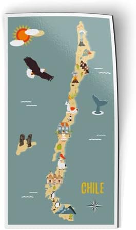 Chile Country Shape Travel - Imán de 6" para refrigerador con taquilla de coche