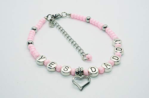 Yes Daddy Anklet With Heart Charm Baby Pink - Bdsm Daddys Slave Girl Owned Submissive Daddy Kitten #TOP1