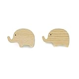 2 tiradores de animales para muebles infantiles de madera de roble sin tratar con diseño de elefantes, elefante)