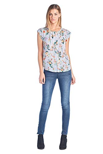 Buy Sweet Rain Floral Stripe Button 