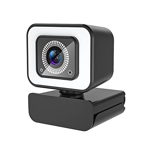1080P Webcam mit Mikrofon ,Full HD Facecam Live-Streaming Webcams mit Ringlicht,2.0 USB Plug & Play Computer Zubehör Ideal für Videoanruf und Aufnahme, Studieren, Web Konferenzen, Live Streaming Cover