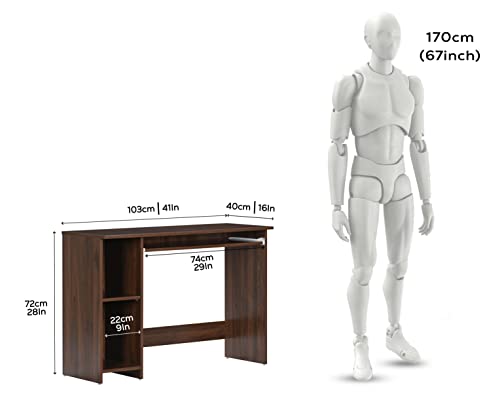 DeckUp Apollo-KT Engineered Wood Study & Computer Table and Office Desk with Keyboard Tray (Walnut, Matte Finish) - Image 2