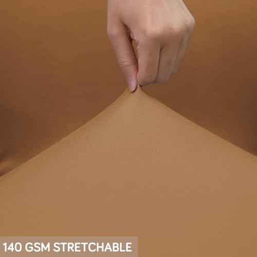 Image of HOKIPO Office Chair Cover for Executive Chair (High-Back) - 140 GSM Stretchable Fabric - Anti-Slip & Washable - Fits Tall & Big Office Chairs, Caramel Brown(AR-6204-SBRN)