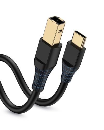 Printer Cable 6ft, Scanner USB C to USB B Cable for Epson, HP, Canon, Midi, Ethernet Print to Computer/Laptop/Pc-USB C MacBook Pro/Air/Mini,iPad Pro and Samsung Galaxy Midi Piano DAC Long Cord, 6 Foot