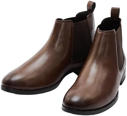 Men’s Boots | Minimalist Solid Pattern Design | Synthetic Vegan Leather & Elastic Side Panels | Durable TPR Outsole, Semi-Formal Chelsea Boots
