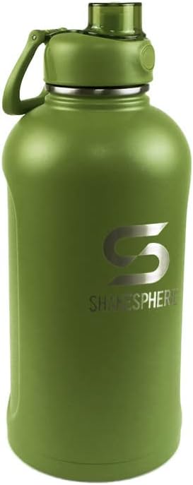 SHAKESPHERE Botella de agua deportiva de acero inoxidable Jarra de hidratación de doble pared 34 oz - Verde camuflado..