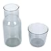 NOLITOY Set di 1 set di acqua potabile notte caraffa vetro set colazione teiera bicchiere bicchiere tazza tazza tazza bicchiere latte succo tazza tè casa bere fornitura grigio
