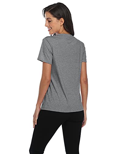 In A World Where You Can Be Anything Be Kind T-Shirt Women Inspirational Graphic Tee Casual Short Sleeve Tee Tops Gray #TOP2