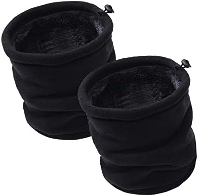 HGDGears Winter Fleece Neck Warmer Unisex Windproof Thermal Neck Gaiter Tube,Face Mask for Cold Weather (Black+Black)