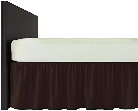COMFORTESY Plain Dyed Poly-Cotton Frilled Bed Base Valance Sheet - Easy Care, In 20 Colours - Machine Washable (Chocolate, Super King)
