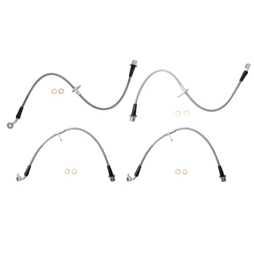 Image of TRQ Front and Rear Performance Brake Hose Set Compatible with 2002-2004 Honda CR-V