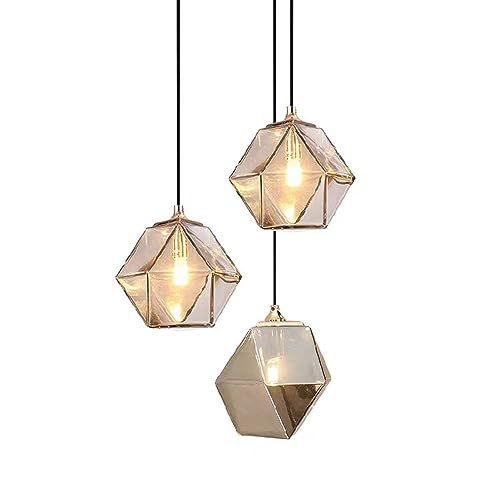 Lámpara colgante de cristal moderna regulable transparente de diseño irregular para isla de cocina