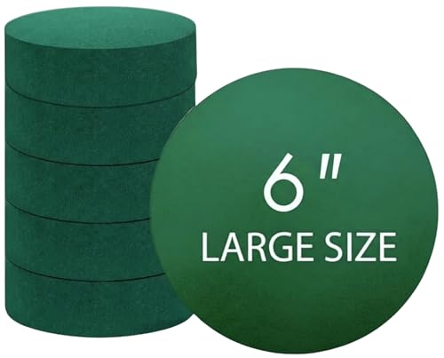 Pack of 6 FLOFARE Round Floral Foam Blocks for Fresh and Artificial Flowers, (6