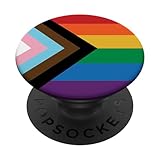 Picture of Gay Pride Gifts LGBTQ+ Progress Pride Flag PopSockets Adhesive PopGrip for iPhone 11 in Multicolor