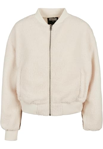 Urban Classics Chaqueta de bombardero Sherpa de gran tamaño para mujer, Whitesand, 4XL