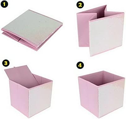 Gem Imports 2Pk Foldable Sequin Storage Box| Collapsible Fabric Cubes Basket| Suitable For Toy ,Clothes, Home, Nursery Office, Kids Room (Pink)