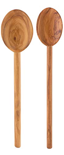 Eddingtons Italian Olive Wood Cooking Spoon, Handcrafted in Europe, Set of 2, 10/12-Inch
