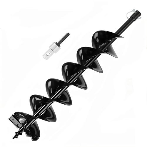 Mèche pour tarière thermique (Diamètre 15 cm longueur 80 cm) avec Adaptateur pour perceuse et perforateur SDS-Plus, Mise en place de Poteaux de Clôture Plantation