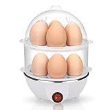 VIGIND Electric Egg Cooker Boiler Maker Soft, Medium or Hard Boil, 14 Egg Capacity Two Layer Egg Maker,Egg Steamer,With Automatic Shut Off,Noise Free