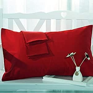 Toddler Travel Pillowcase 12x16 500 Thread Count Pack of 2 Small Protector Toddler Baby Pillowcases Cover with Zipper 100% Egyptian Cotton (Toddler Travel 12x16 Zipper, Burgundy)