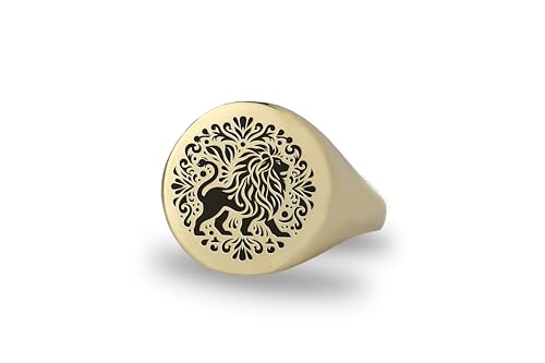 Bague signet lion en or 14k : chevalière lionne haut de gamme faite main