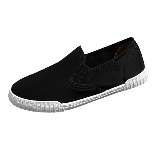 Mocasines de lona para hombre estilo retro, calzado transpirable gris oscuro de verano