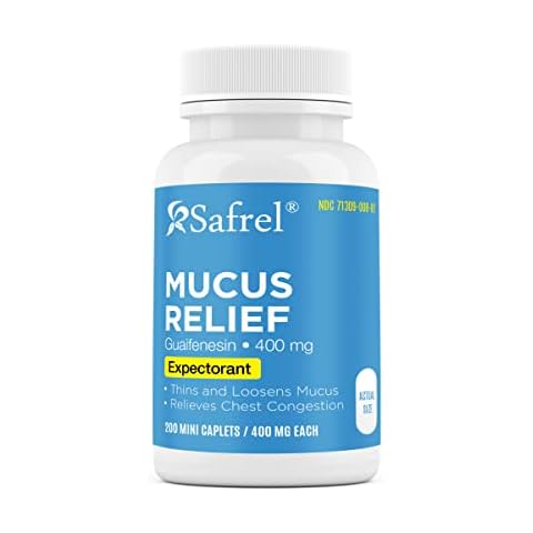 Safrel Pharma Mucus Relief Guaifenesin 400 mg - Fast Acting Expectorant, Thins and Loosens Mucus, Relieves Chest Congestion, Cough, Cold and Flu | Compare to Mucinex Tablets (200 Count (Pack of 1)) Cover