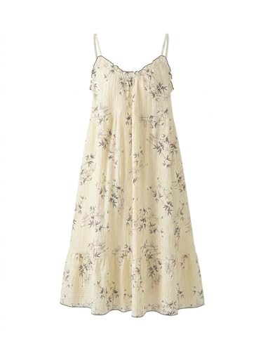 Chemise de nuit d'été grande taille en gaze de coton pour femme