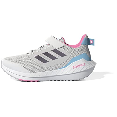 adidas boys EQ21 Run 2.0 Elastic Lace Running Shoes, Cloud White-matte Purple Metallic-bliss Blue, 3 Big Kid