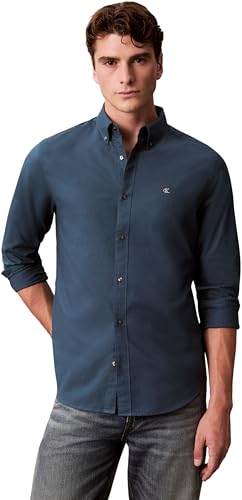 Calvin Klein Mens LS Solid Oxford Classic Shirt LV140EM125 Other Shirts Blue (Navy Teal) L