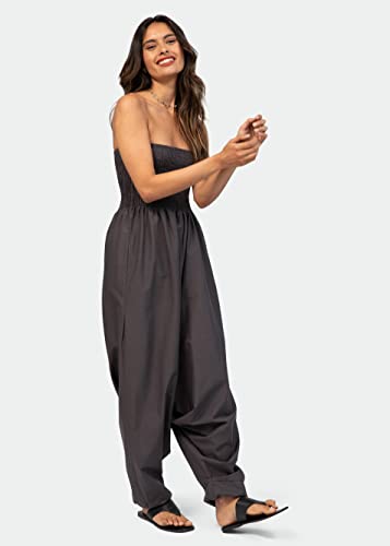 Cotton Maxi Harem Pants Romper Jumpsuit Grey,One Size Fit Size 6 - 16, Label States L #TOP5
