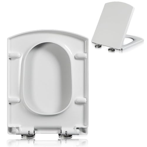 Abattant WC carré blanc haut de gamme avec charnière réglable en acier inoxydable