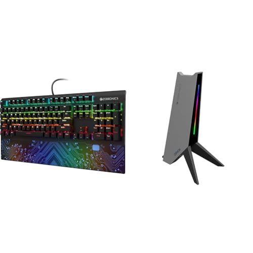 Image of ZEBRONICS Zeb-MAX Chroma Premium Mechanical Gaming Keyboard with 104 Tactile Switch Keys, Wrist Rest