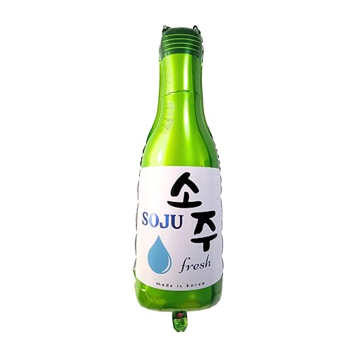 30" Jumbo Soju Bottle Foil Balloon (set of 1 with straw) 21st Birthday Decorations Korean Decor, Reusable Inflatable Karaoke Kpop Theme Bachelor Party