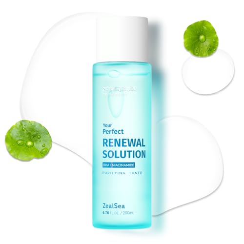 Salicylic Acid Toner, Blackhead Remover, BHA Liquid Exfoliant (CICA, 6.76OZ), ZealSea Pore Minimizer for Face, Gentle Alcohol Free BHA Toner for All Skin Type with Niacinamide, Redness Relief, Vegan