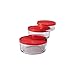 Bormioli 226017-s02 Gelo Box Storage Glass Jar with Lid Set of 3 Red