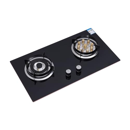 Kitchen Tempered Glass Recessed LPG and Natural Gas 2 Burner Gas Table Top Stove Kitchen Cooker Natural Gas Stove Black