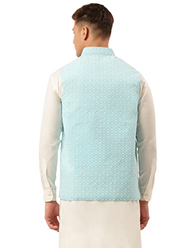 Image of Jompers Men's Embroidered Woven Pure Cotton Nehru Jacket