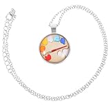 SOIMISS Collar Colgante de Paleta de Pintura, Cadena Larga de Aleación de Zinc y Vidrio, Color Plateado, Accesorio para Artistas y Estudiantes de Arte, Joyería para Suéter y Uso Diario