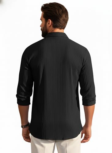 Image of Amazon Brand - INKAST Men's Casual Button Down Shirts Long Sleeve Linen Shirt Fashion Textured Beach Summer Shirt