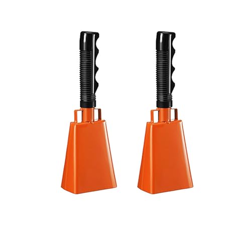 LumaTide Metal Cowbell with Handle 2-Pack – Rugby Bull Bells, Sporting Events & Graduation Noise Makers, Hand Percussion Cowbells for Cheering & Celebration