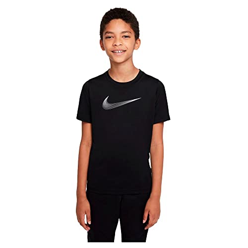 Nike Dri-FIT Big Kids' (Boys') Short-Sleeve Training Top (Medium, Black/White)